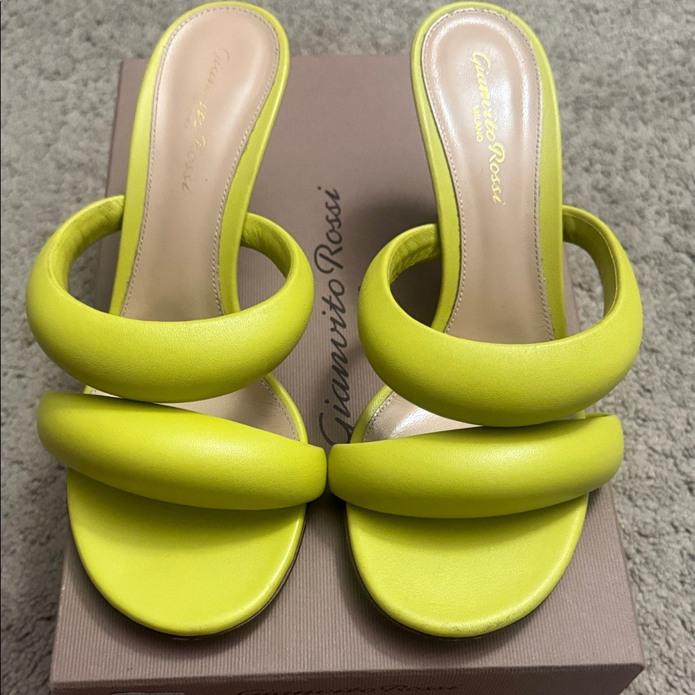 Gianvito Rossi Neon Yellow Mules